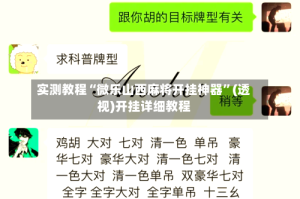实测教程“微乐山西麻将开挂神器”(透视)开挂详细教程