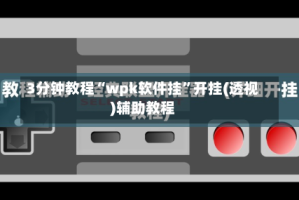 3分钟教程“wpk软件挂”开挂(透视)辅助教程