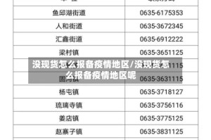 没现货怎么报备疫情地区/没现货怎么报备疫情地区呢