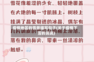 疫情地区的雪景描写句子(关于疫情下雪的说说)