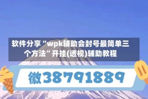 软件分享“wpk辅助会封号最简单三个方法”开挂(透视)辅助教程