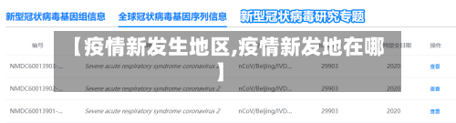 【疫情新发生地区,疫情新发地在哪】-第1张图片