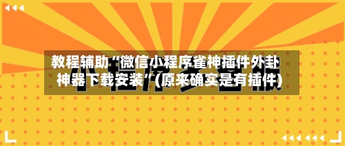 教程辅助“微信小程序雀神插件外卦神器下载安装	”(原来确实是有插件)-第1张图片