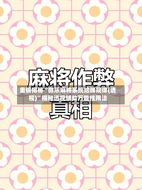 重磅揭秘“微乐麻将系统给牌规律(透视)”揭秘透视辅助万能挂用法-第2张图片