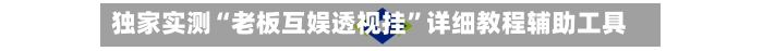 独家实测“老板互娱透视挂”详细教程辅助工具-第2张图片